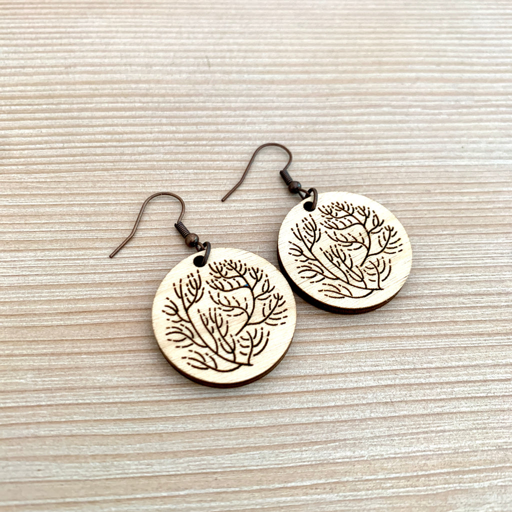 Laser Engraved Coral Reef Ocean Earrings