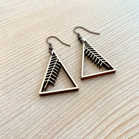 Triangle Tree Branch Laser Cut Earrings